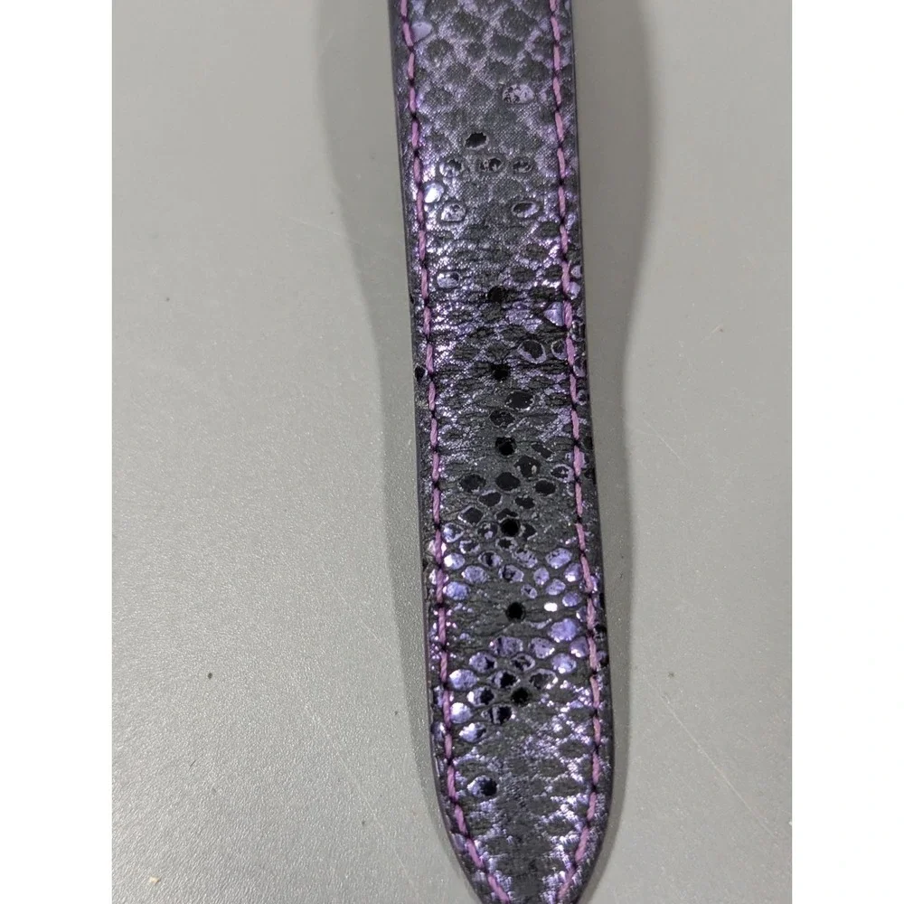 Chicos Womens Quartz Watch With Rhinestone Accents & Purple Leather Strap‎